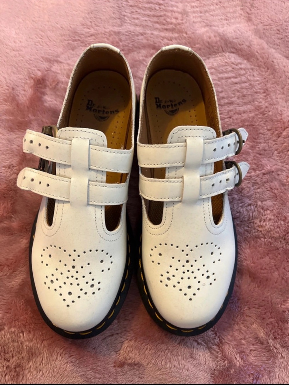 Dr. Martens White Double-Strap Mary Jane Flats